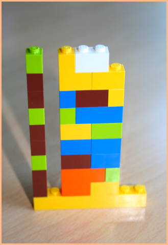 a single day of work as a column of lego bricks